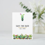 Cactus Floral Rustic Southwestern Save the Date Aankondigingskaart (Staand voorkant)