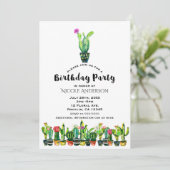 Cactus Floral Rustic Southwestern verjaardagsfeest Kaart (Staand voorkant)