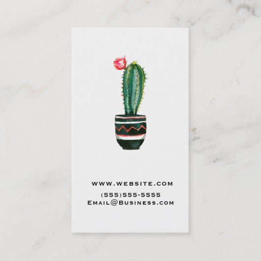 Cactus Floral Rustic Zuidwestelijke Boho Chic Visitekaartje (Achterkant)
