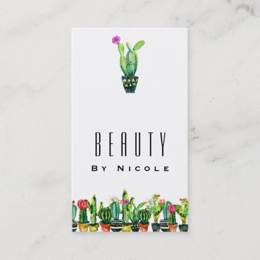Cactus Floral Rustic Zuidwestelijke Boho Chic Visitekaartje (Voorkant)