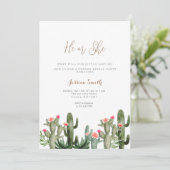 Cactus Floral Succulent Hij of Zij Geslacht Onthul Kaart (Staand voorkant)