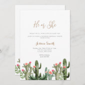 Cactus Floral Succulent Hij of Zij Geslacht Onthul Kaart (Voorkant / Achterkant)