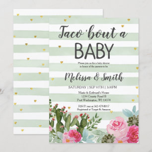Cactus floral Taco Bout Baby Baby shower Kaart