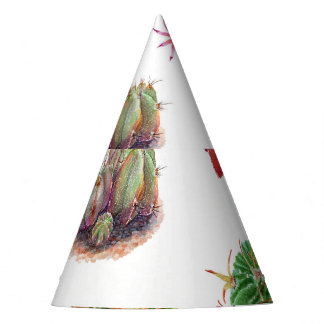 Cactus Floral: Waterverf achtergrond Feesthoedjes