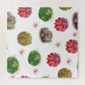 Cactus Floral: Waterverf achtergrond Legpuzzel (Horizontaal)