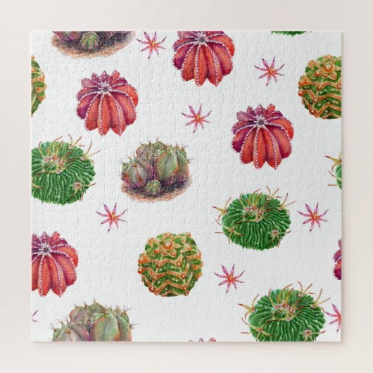 Cactus Floral: Waterverf achtergrond Legpuzzel (Verticaal)