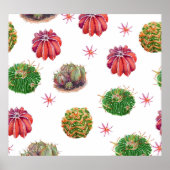 Cactus Floral: Waterverf achtergrond Poster (Voorkant)
