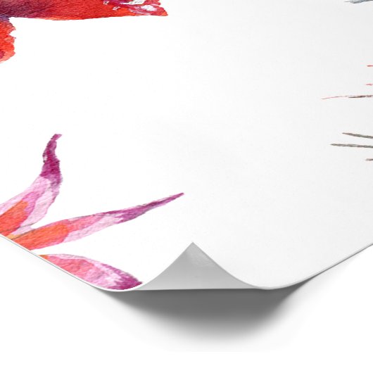 Cactus Floral: Waterverf achtergrond Poster (Hoek)