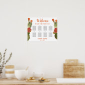 Cactus Flower 8 Table Floral Wedding Seating Chart Poster (Keuken)
