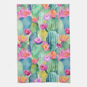 Cactus Flower Art Desert Kleurrijk Zuidwesten Theedoek (Verticaal)