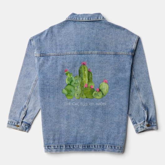 Cactus Flower Art Southwest Desert Evenement Fun Denim Jacket (Achterkant)