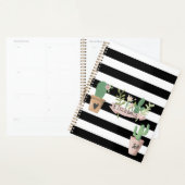 Cactus Flower Black White Stripes Planner (Display)