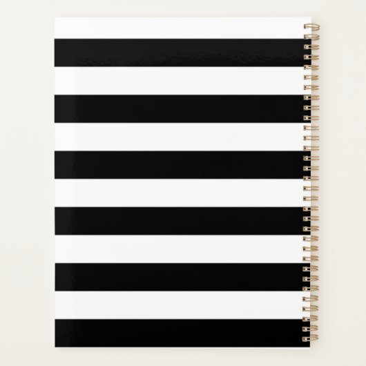 Cactus Flower Black White Stripes Planner (Achterkant)