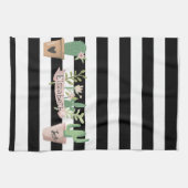 Cactus Flower Black White Stripes Theedoek (Horizontaal)
