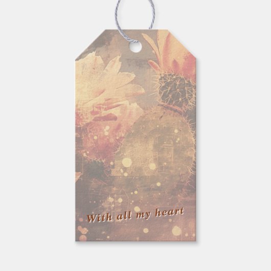 Cactus Flower Botanical Abstract Cadeaulabel (Voorkant)