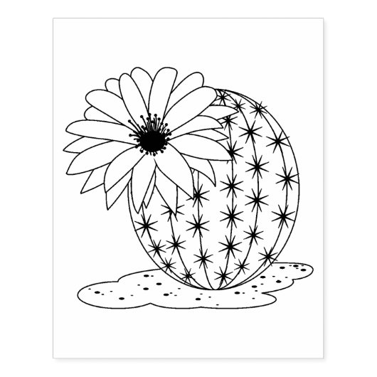 Cactus Flower Coloring Page Rubberstempel (Afrduk)