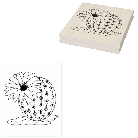 Cactus Flower Coloring Page Rubberstempel (Gestempeld)