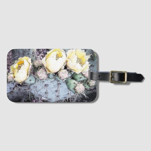 Cactus Flower Digital Ink Bagagelabel (Voorkant (horizontaal))