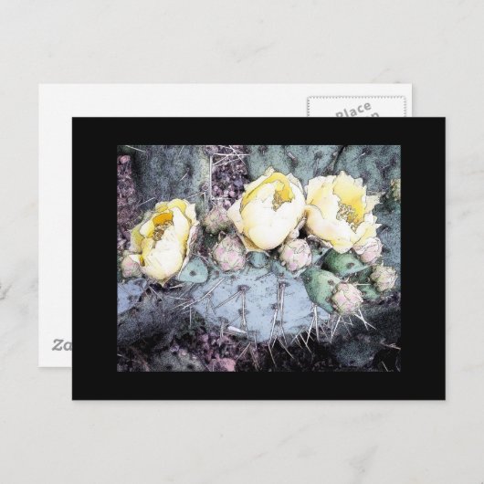 Cactus Flower Digital Ink Briefkaart (Voorkant / Achterkant)