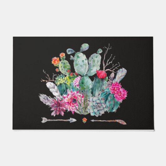 Cactus Flower Doormat, Planten Welkom Mat (Voorkant)