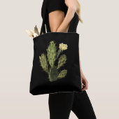 Cactus Flower  Drawing Black Canvas tas (Dichtbij)
