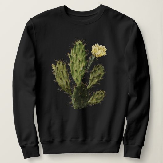 Cactus Flower  Drawing Black Sweatshirt (Design voorkant)