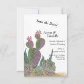 Cactus Flower Flat Save The Date Card (Voorkant)