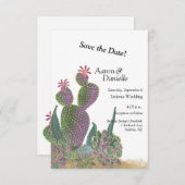 Cactus Flower Flat Save The Date Card (Voorkant / Achterkant)