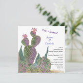 Cactus Flower Flat Save The Date Kaart (Staand voorkant)