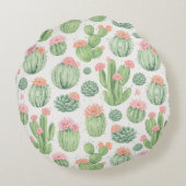 Cactus Flower Garden  Rond Kussen (Achterkant)