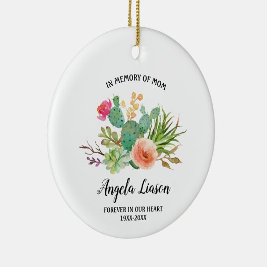 Cactus Flower in Memory of Mam Kerstmis Keramisch Ornament (Rechts)