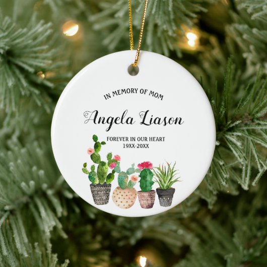 Cactus Flower in Memory of Mam Kerstmis Keramisch Ornament (Boom)