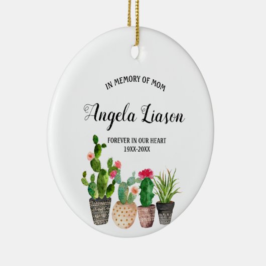 Cactus Flower in Memory of Mam Kerstmis Keramisch Ornament (Rechts)