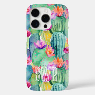 Cactus Flower INITIALEN Waterverf Art Desert iPhone 16 Pro Hoesje