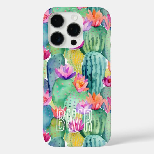 Cactus Flower INITIALEN Waterverf Art Desert Case-Mate iPhone Case (Achterkant)