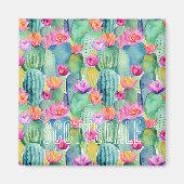 Cactus Flower LOCATIE Waterverf Art Desert Magneet (Voorkant)