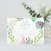 Cactus Flower Moderne Waterverf Desert Wood Rsvp (Staand voorkant)