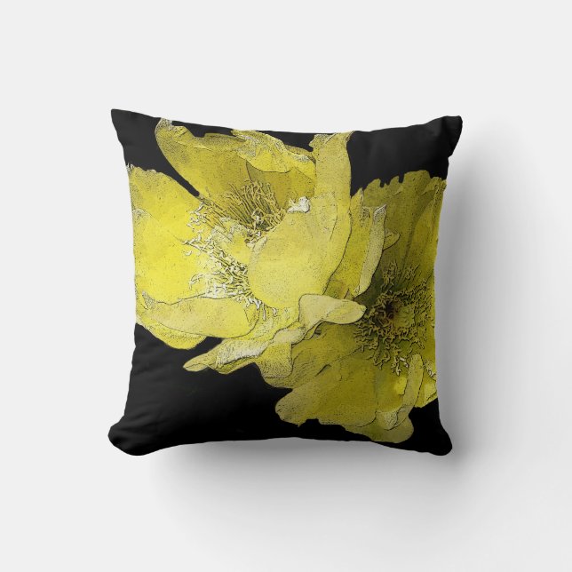 Cactus Flower MoJo Pillow, Yellow Kussen (Voorkant)