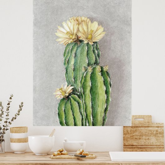 Cactus Flower Painting Poster (Keuken)