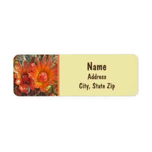 Cactus Flower Photo Bright Oranje Floral Etiket