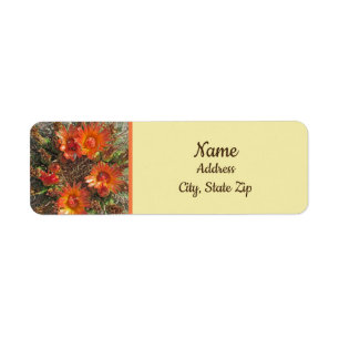 Cactus Flower Photo Bright Oranje Floral Etiket