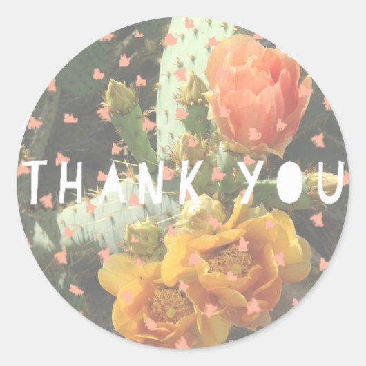 Cactus Flower Polka Dot Bedankt Ronde Sticker (Voorkant)