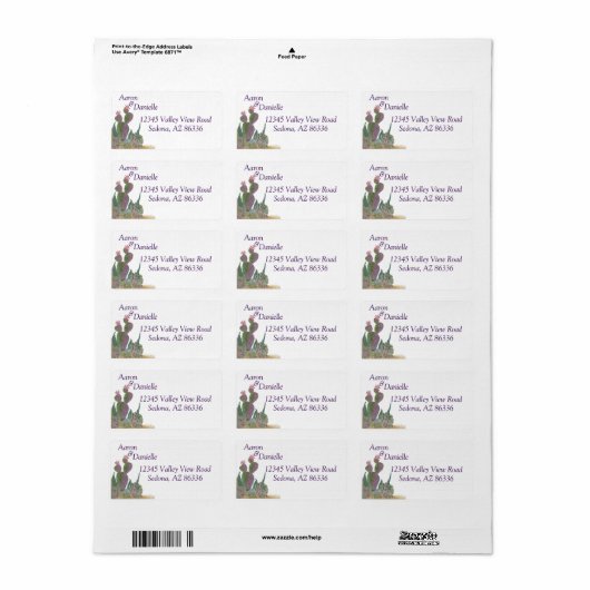 Cactus Flower Return Address Label (Full Sheet)