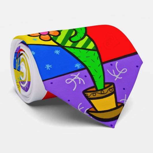 "Cactus Flower" Stropdas (Opgerold)