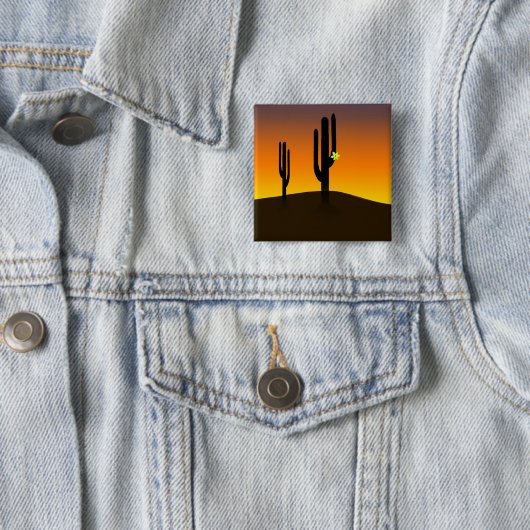 Cactus Flower Vierkante Button 5,1 Cm (In situ)