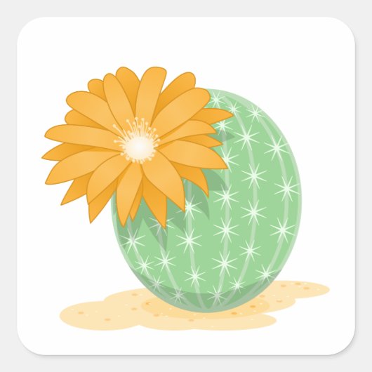 Cactus Flower Vierkante Sticker (Voorkant)