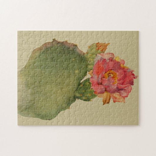 Cactus Flower Waterverf Margaret Armstrong Floral Legpuzzel (Horizontaal)