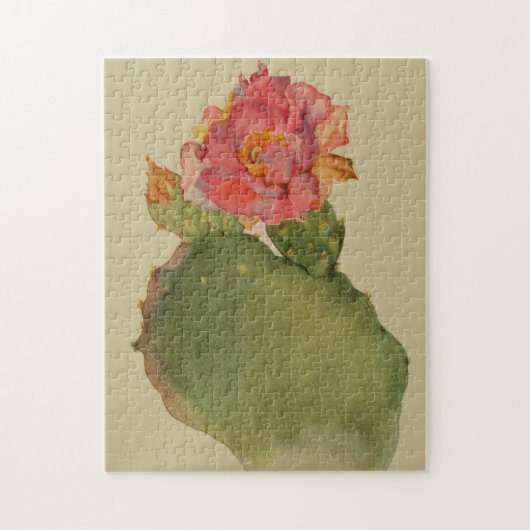 Cactus Flower Waterverf Margaret Armstrong Floral Legpuzzel (Verticaal)