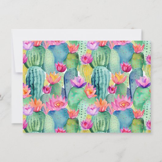 Cactus Flower Waterverven NAAM Desert Kleurrijk Notitiekaartje (Achterkant)