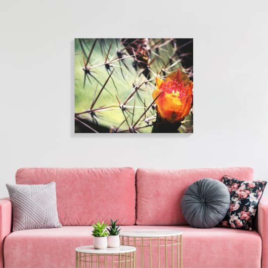 Cactus Flower Wrapped Canvas Afdruk (Insitu (Woonkamer))